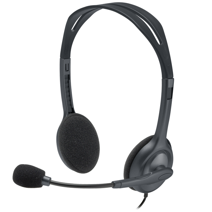 Logitech Headset H111 Analog Stereo Headset, One plug Noise Cancelling mic full stereo sound Flexible Rotating Boom Adjustable
