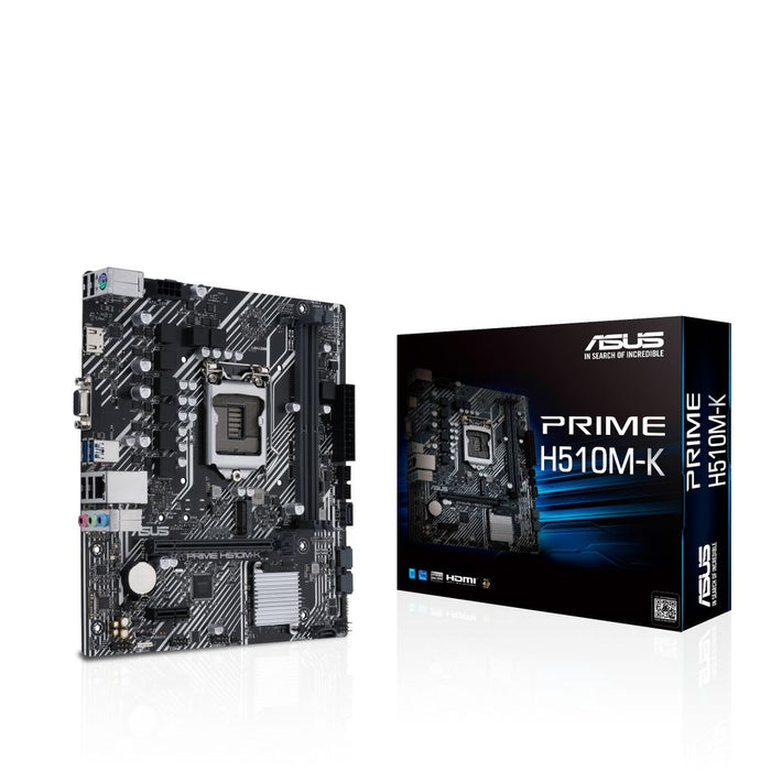 ASUS PRIME H510M-K, Intel Socket Lga1200 For 10/11th Gen; 2x Ddr4; 1x PcIe 4.0; 1x PcIe 3.0; 1x M.2 Slot And 4x Sata; 1x D-Sub; 1x Hdmi, M-Atx