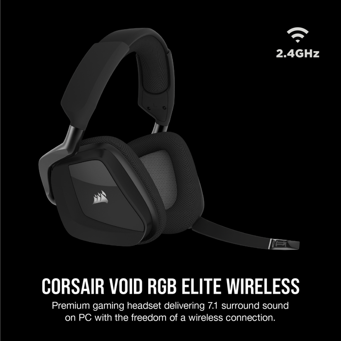 Corsair Void Elite Wireless Gaming Headset With Dolby® Headphone 7.1 — Carbon ; Console Ready; Usb