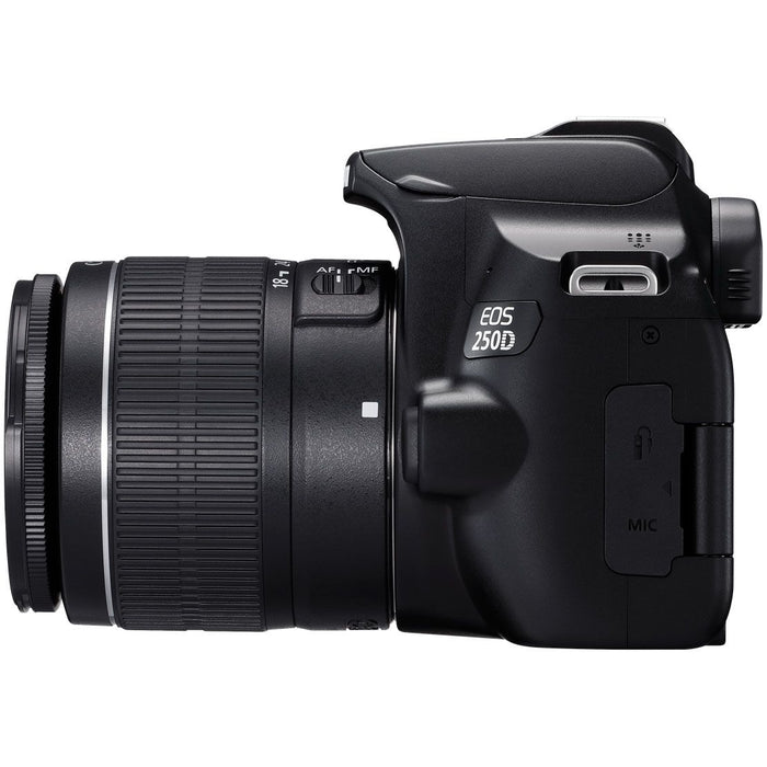 Canon EOS 250D Black, EF-S18-55mm, Shoulder Bag, SD Card
