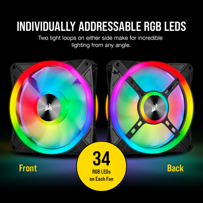 Corsair iCue Ql140 Rgb 140mm Pwm Dual Fan Kit With Lighting Node Core