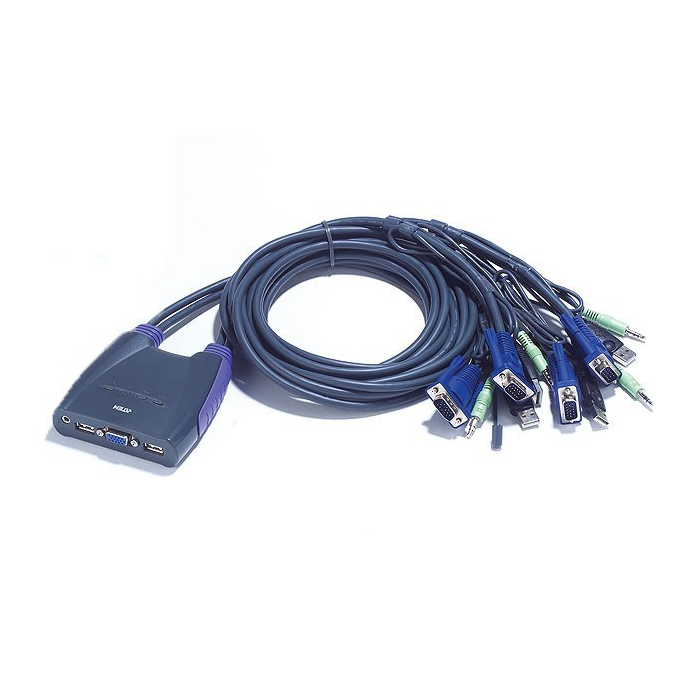 4 Port Usb Vga Audio Cable Kvm Switch/W/1.2 M Cable Aten