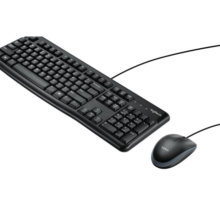 Logitech Corded Keyboard and Mouse Combo MK120 Comfortable quiet typing spill resistant design high definition optical mouse wit