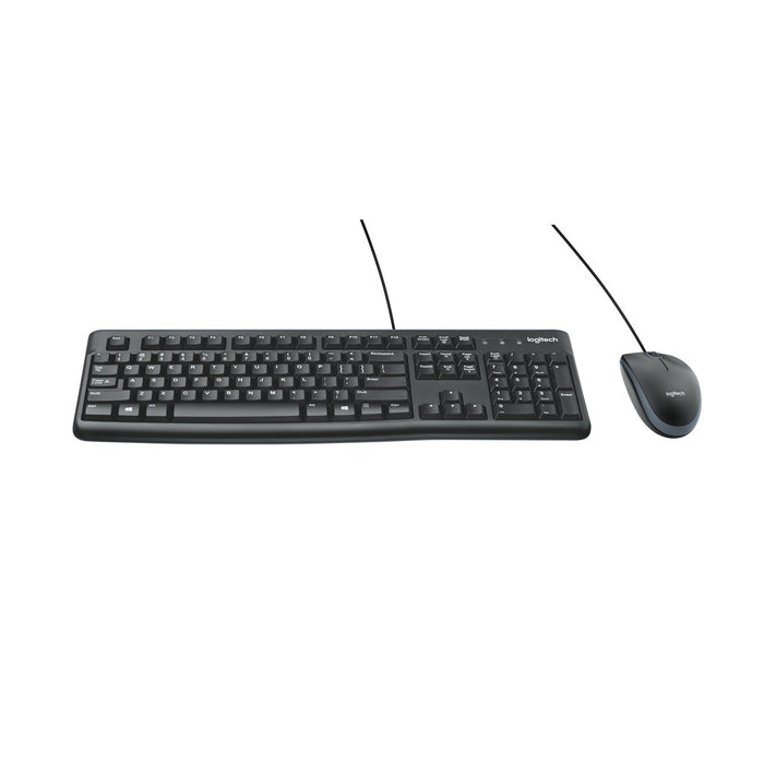 Logitech Corded Keyboard and Mouse Combo MK120 Comfortable quiet typing spill resistant design high definition optical mouse wit