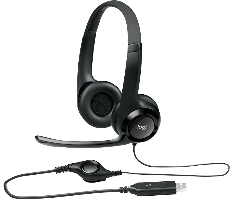 Logitech Headset H390 Black USB Stereo Internet Headset, Adjustable Headband, Noise Cancelling, Rotating Microphone