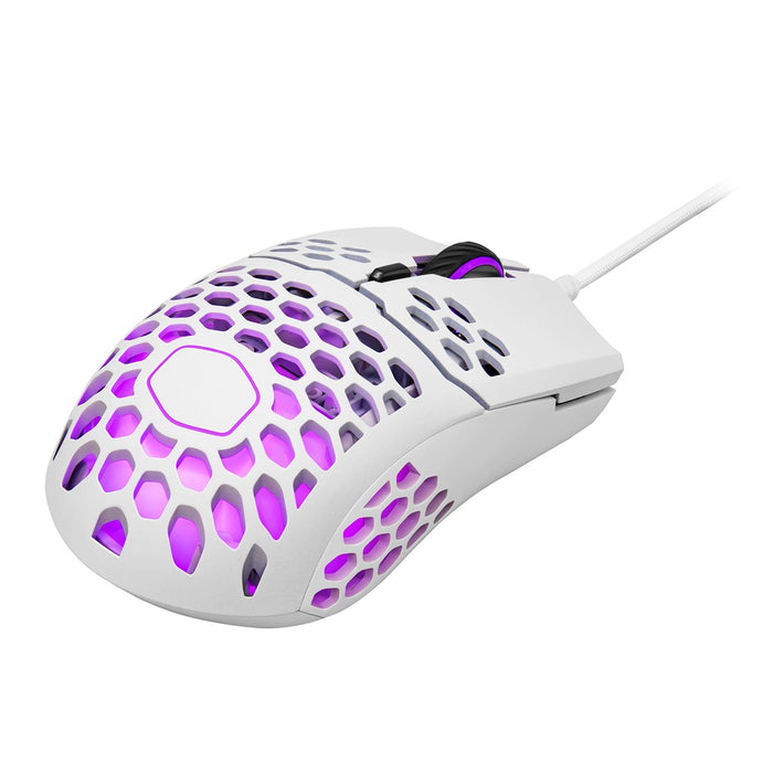 Cooler Master Mm711 Rgb Matte White Ultra Light 53g Gaming Mouse; Ultra Weave Paracord Cable; Pixart Pmw3389 Sensor; Ptfe Skates