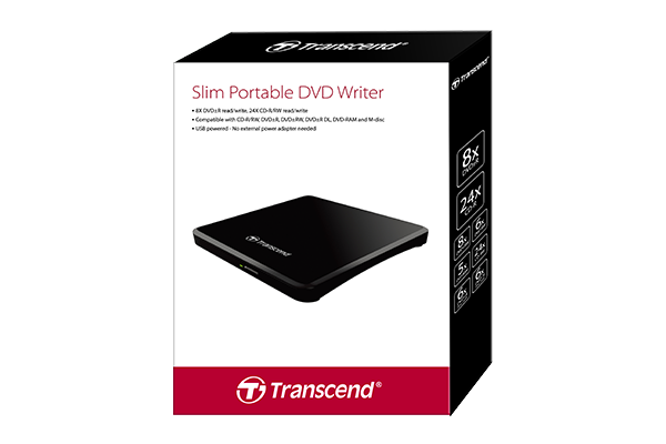 Transcend 8X Ultra-Slim USB DVD-RW - Black
