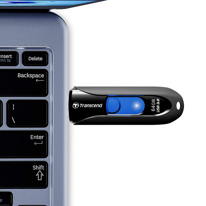 Transcend 64GB JF790 USB3.1 Capless Flash Drive - Black and Blue