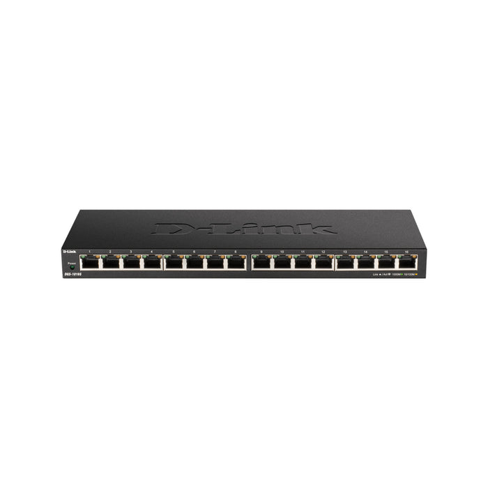 D-Link 16 Port Unmanaged Switch, 16x 1Gbe Ports, No Secondary Port, Type Desktop Form Factor