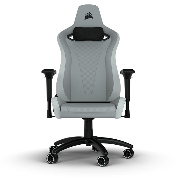 Corsair Tc200 Leatherette Gaming Chair; Standard Fit; Light Grey/White